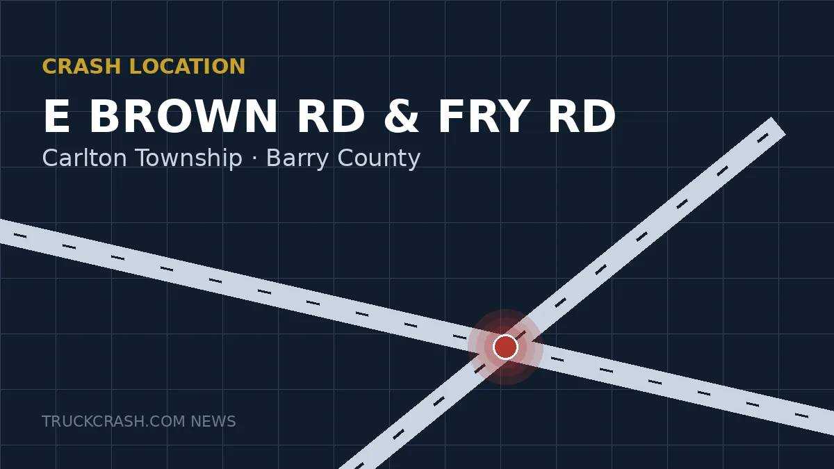 Crash location map — East Brown Road near Fry Road, Carlton Township