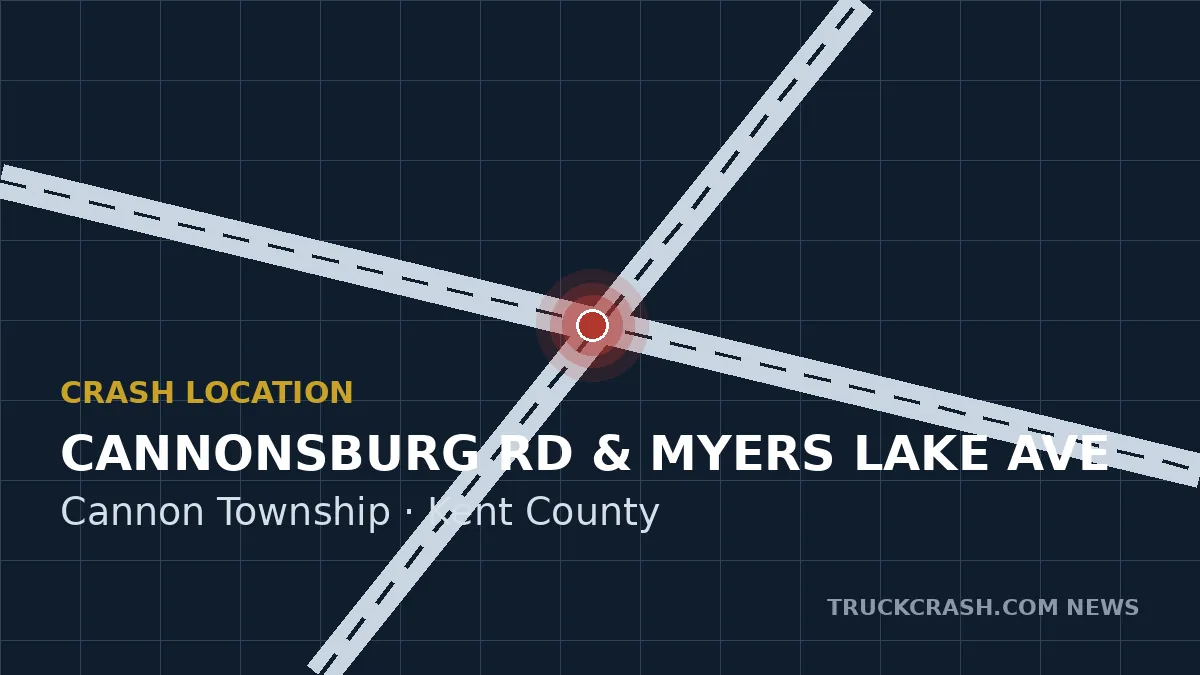 Crash location map — Cannonsburg Road & Myers Lake Avenue, Cannon Township