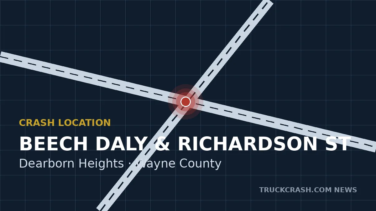 Approximate location of the fatal crash at Beech Daly and Richardson Street in Dearborn Heights. TruckCrash News graphic.