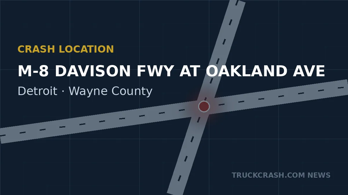 Crash location map — M-8 Davison Freeway at Oakland Avenue, Detroit