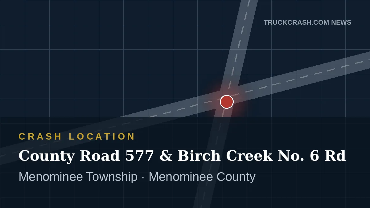 Crash location - County Road 577 and Birch Creek No. 6 Road, Menominee Township