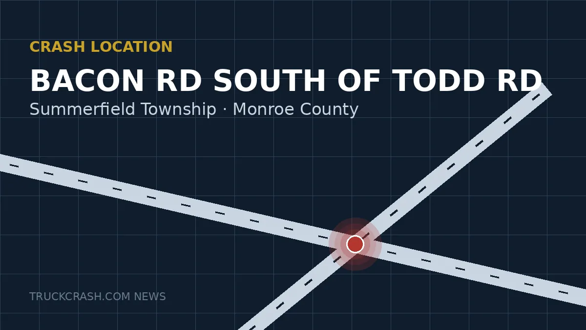 Crash location map — Bacon Road south of Todd Road, Summerfield Township
