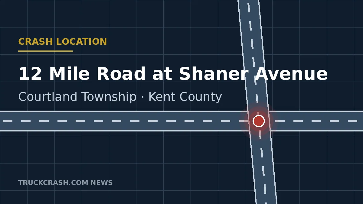 Crash location map — 12 Mile Road near Shaner Avenue, Courtland Township