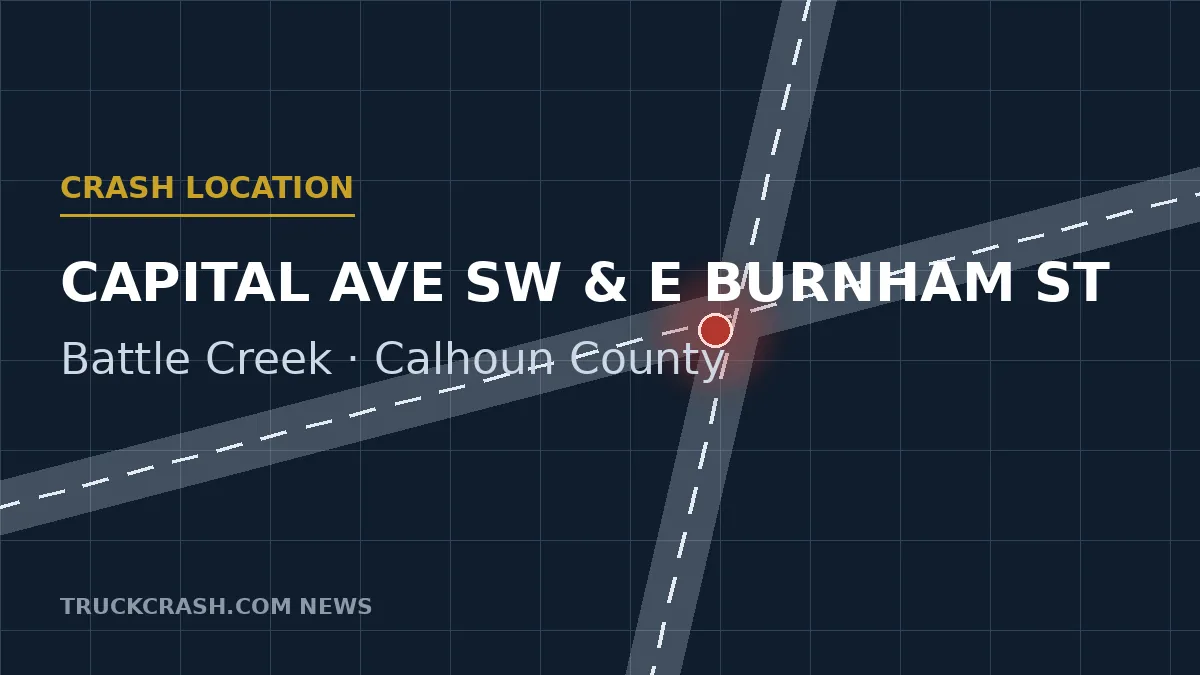 Crash location — Capital Avenue SW and East Burnham Street, Battle Creek