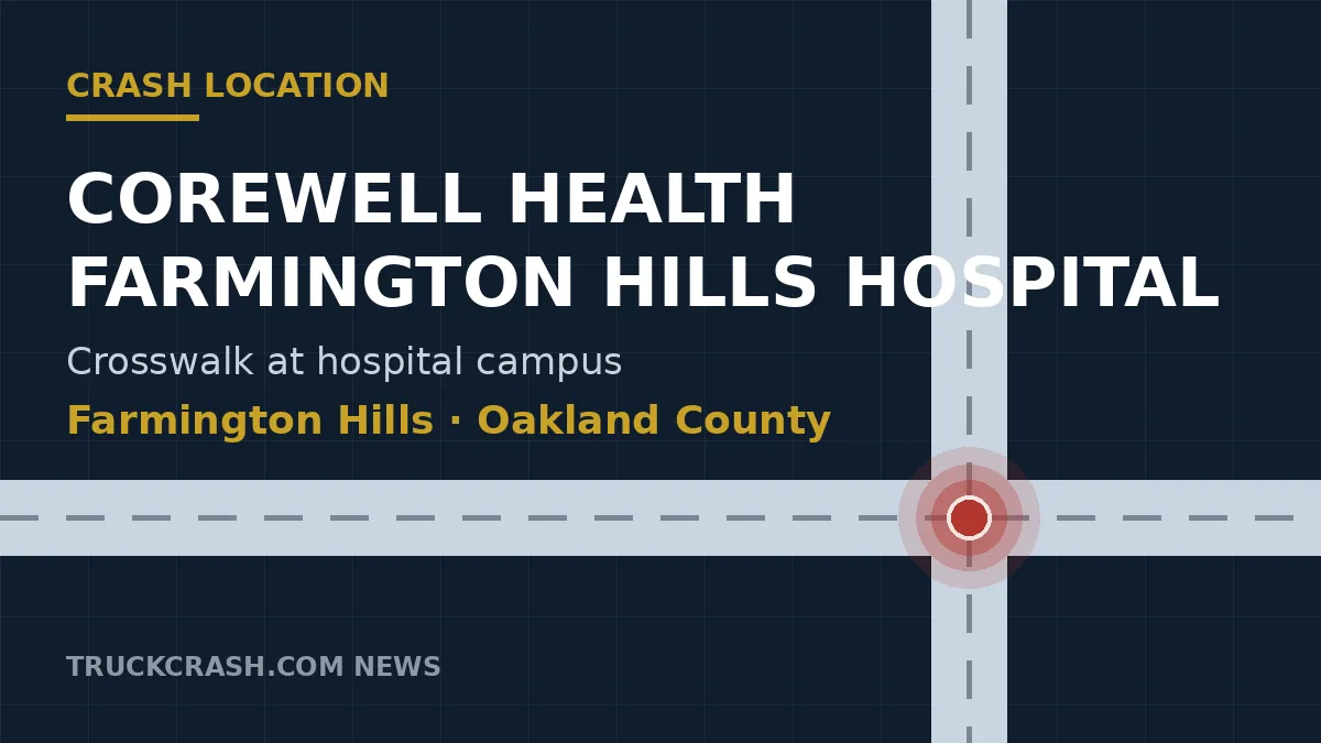 Crash location map — Corewell Health Farmington Hills Hospital crosswalk, Farmington Hills