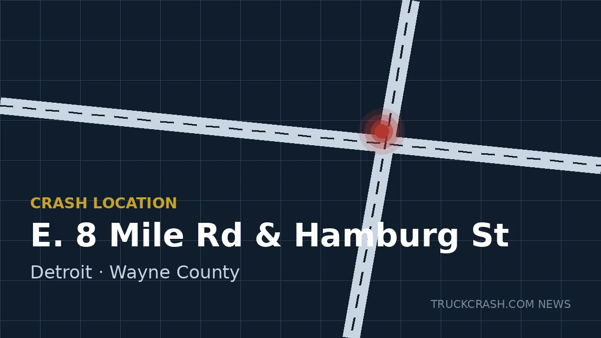 Crash location map — E. 8 Mile Road and Hamburg Street, Detroit
