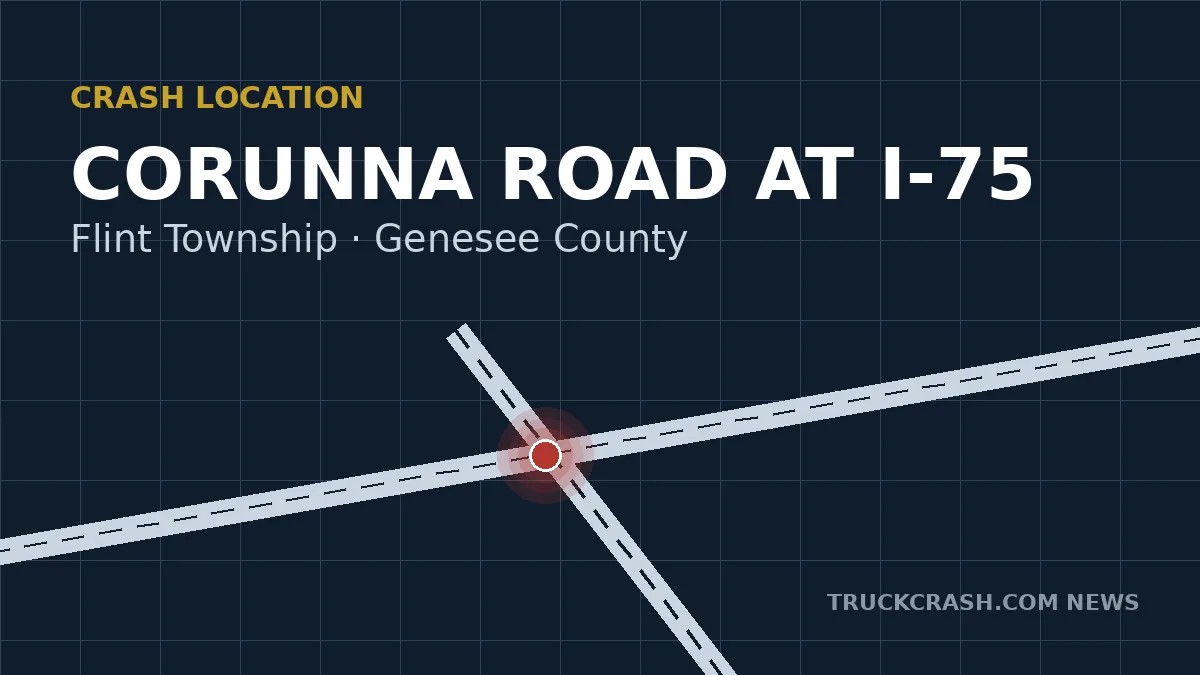 Crash location map — Corunna Road at I-75, Flint Township