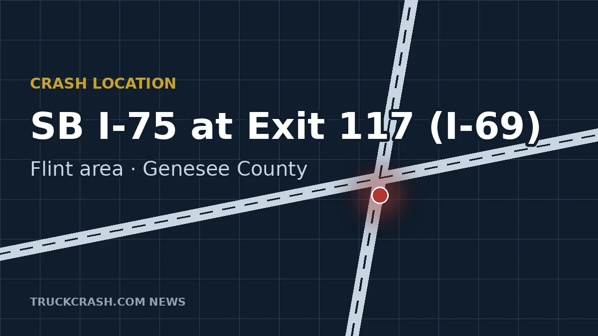 Crash location: Southbound I-75 after I-69 (Exit 117), Genesee County