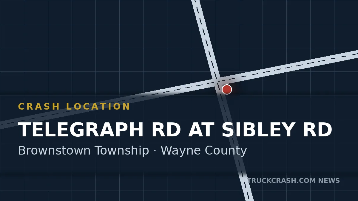 Crash location map — Telegraph Road at Sibley Road, Brownstown Township