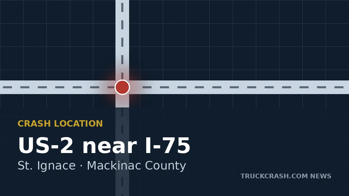 Crash location map — US-2 near I-75, St. Ignace