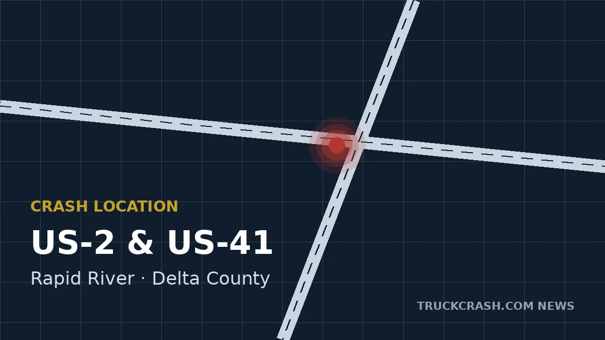 Crash location map — US-2 and US-41, Rapid River