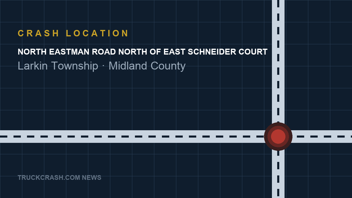 Crash location map — North Eastman Road north of East Schneider Court, Larkin Township, Midland County