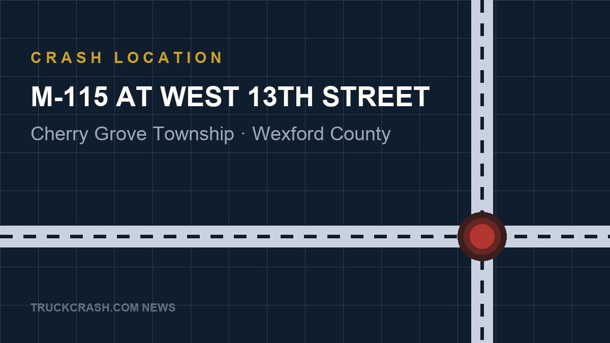 Crash location map — M-115 at West 13th Street, Cherry Grove Township, Wexford County