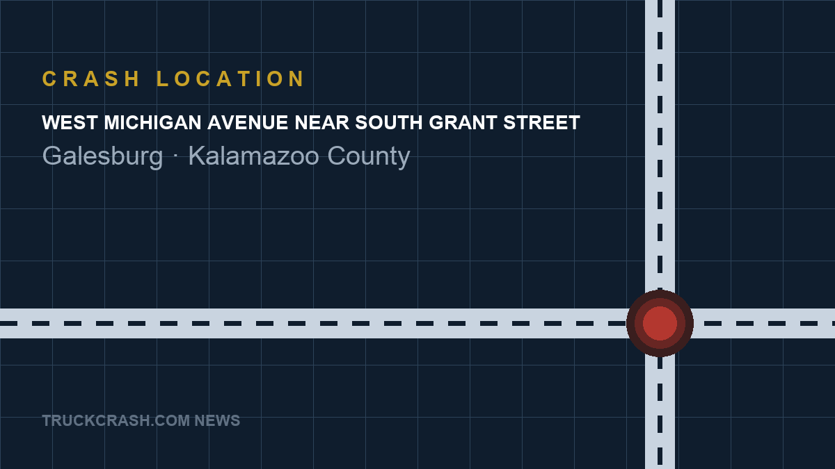 Crash location map — West Michigan Avenue near South Grant Street, Galesburg, Kalamazoo County