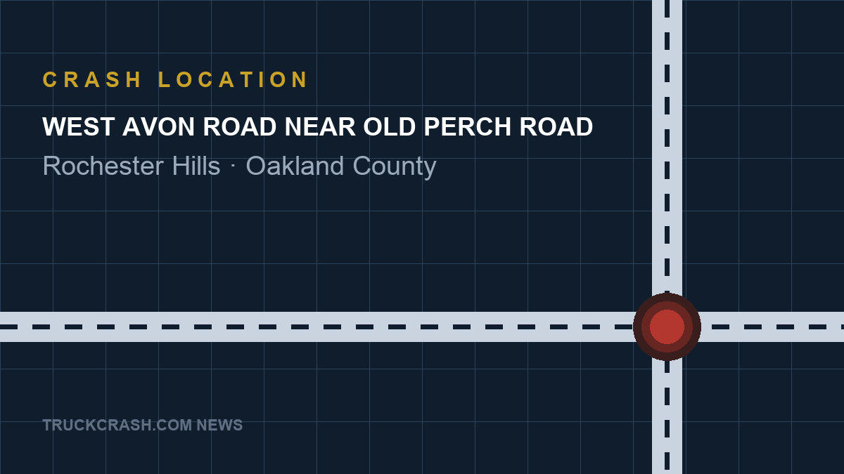 Crash location map — West Avon Road near Old Perch Road, Rochester Hills, Oakland County