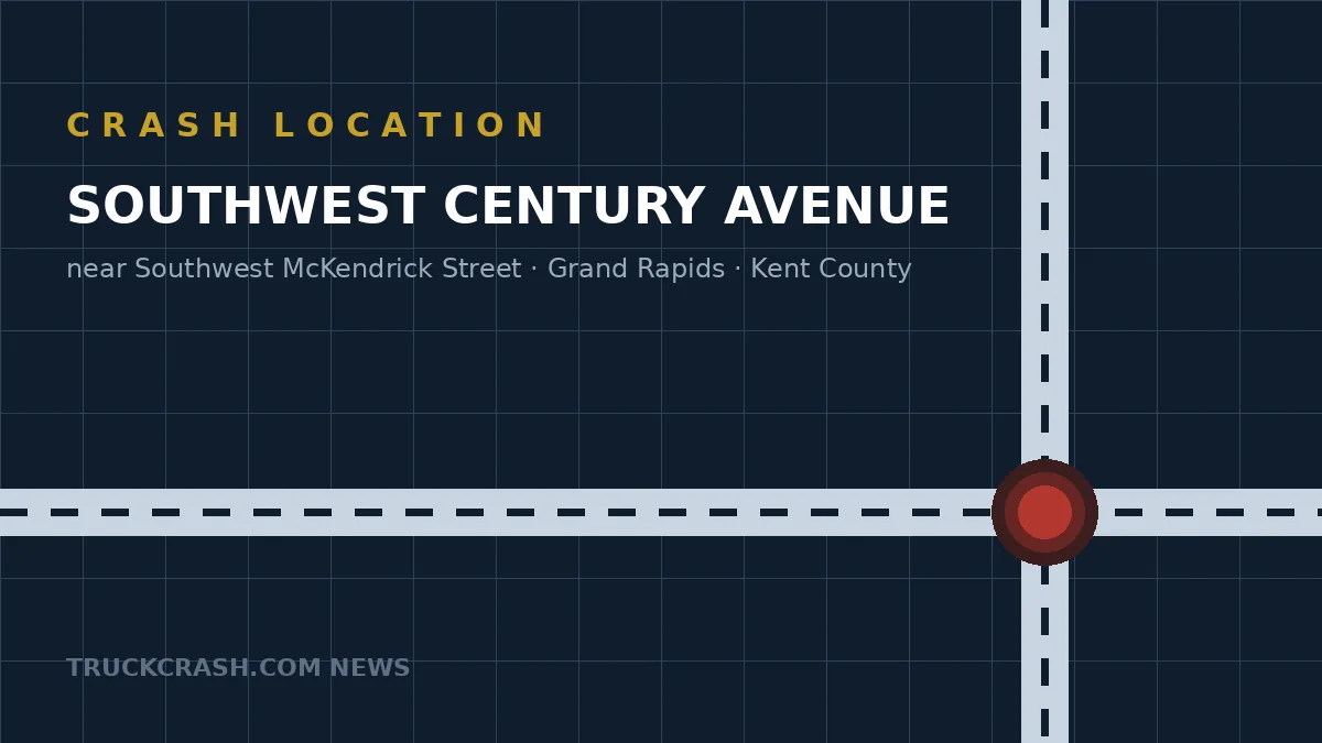 Crash location map - Southwest Century Avenue, near Southwest McKendrick Street, Grand Rapids, Kent County