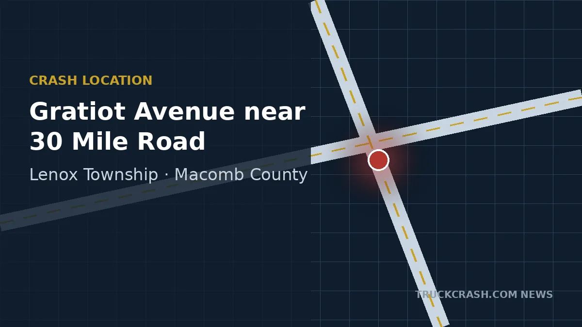Crash location map — Gratiot Avenue near 30 Mile Road, Lenox Township