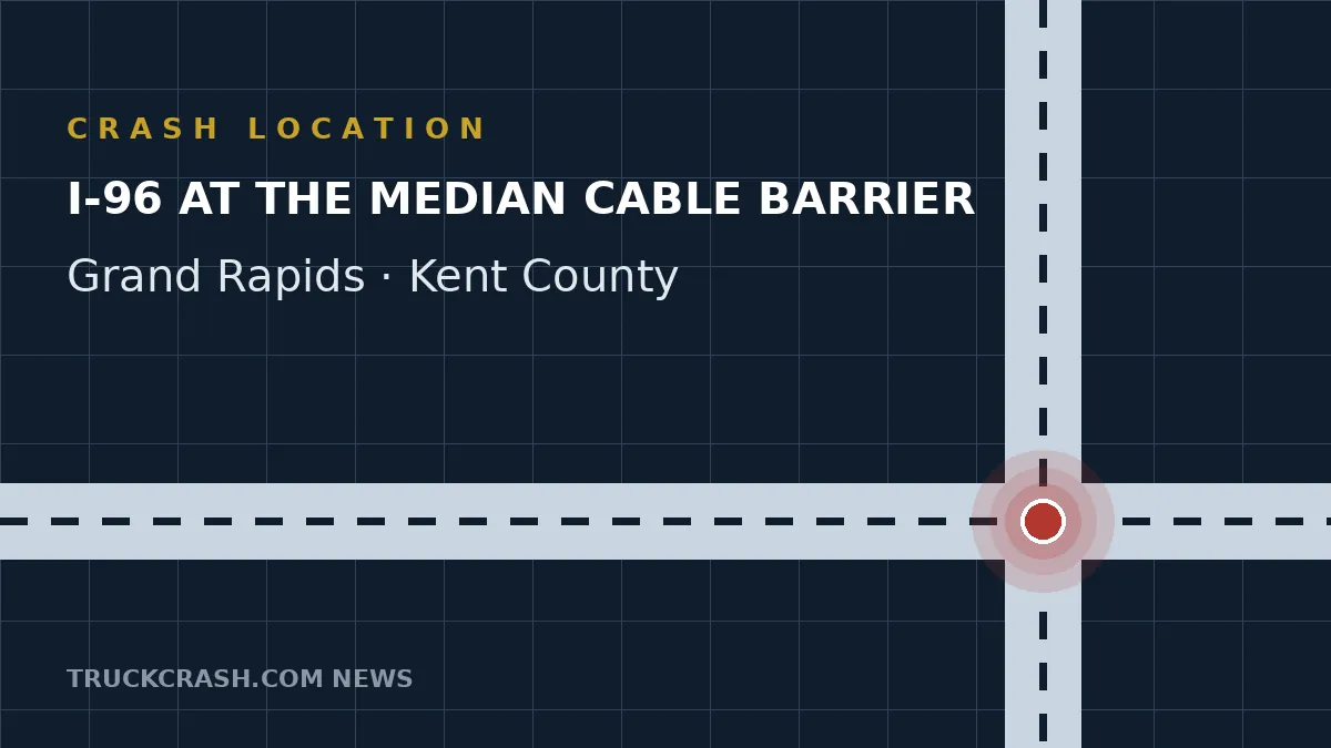 Crash location map - I-96 median, Grand Rapids