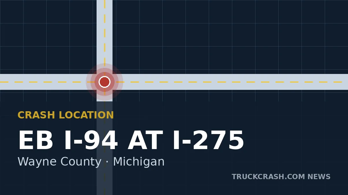 Crash location map — eastbound I-94 at I-275, Wayne County