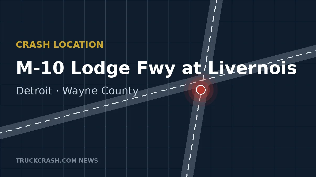 Crash location map — M-10 Lodge Freeway at Livernois, Detroit