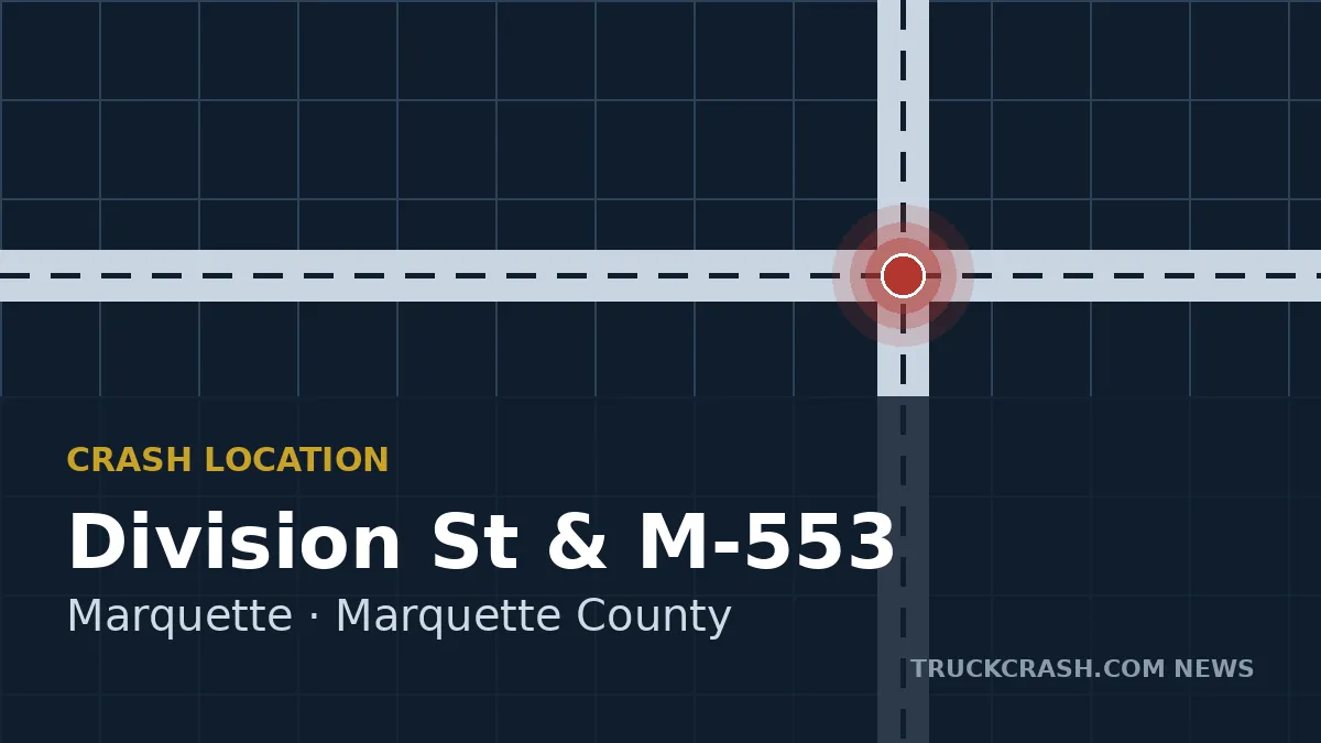 Crash location map — Division Street and M-553, Marquette