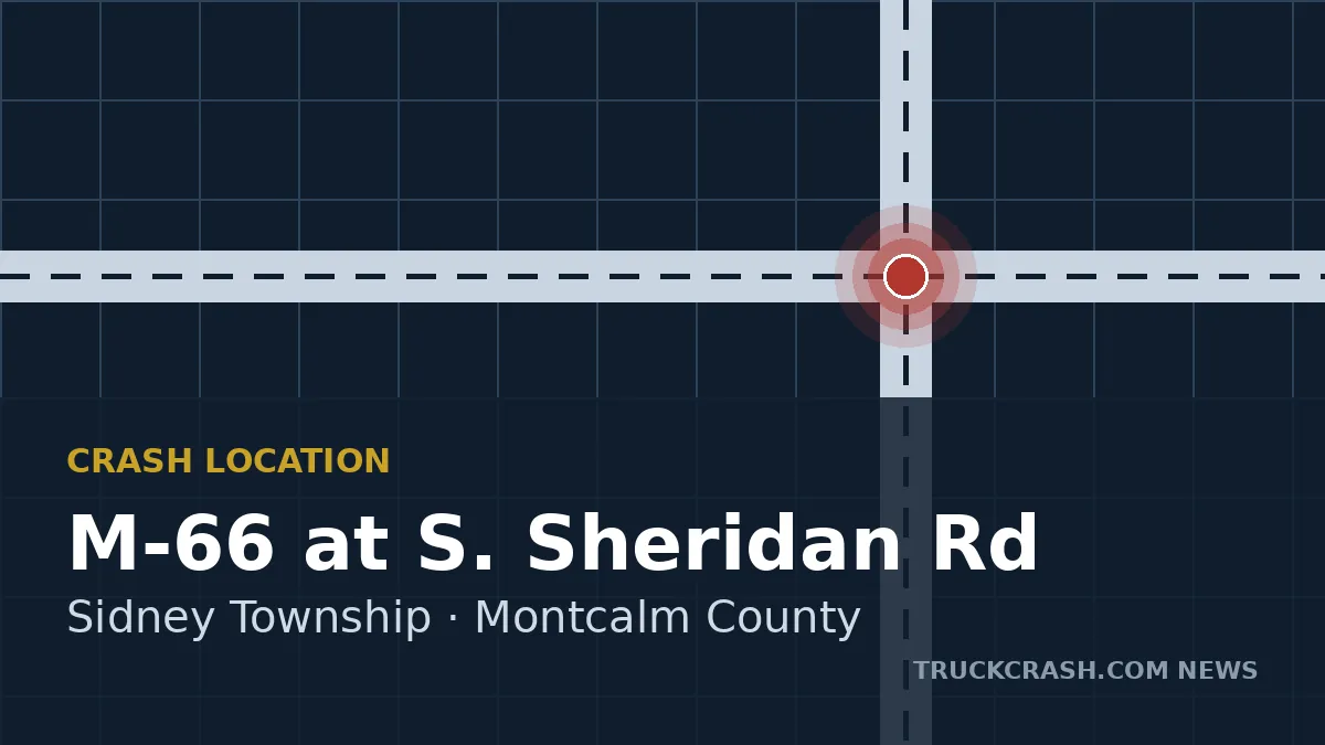 Crash location map — M-66 near S. Sheridan Road, Sidney Township