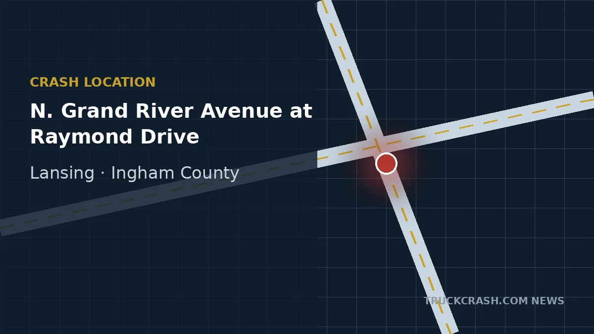 Crash location map — N. Grand River Avenue near Raymond Drive, Lansing