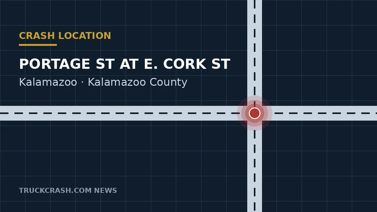Crash location map - Portage Street near East Cork Street, Kalamazoo