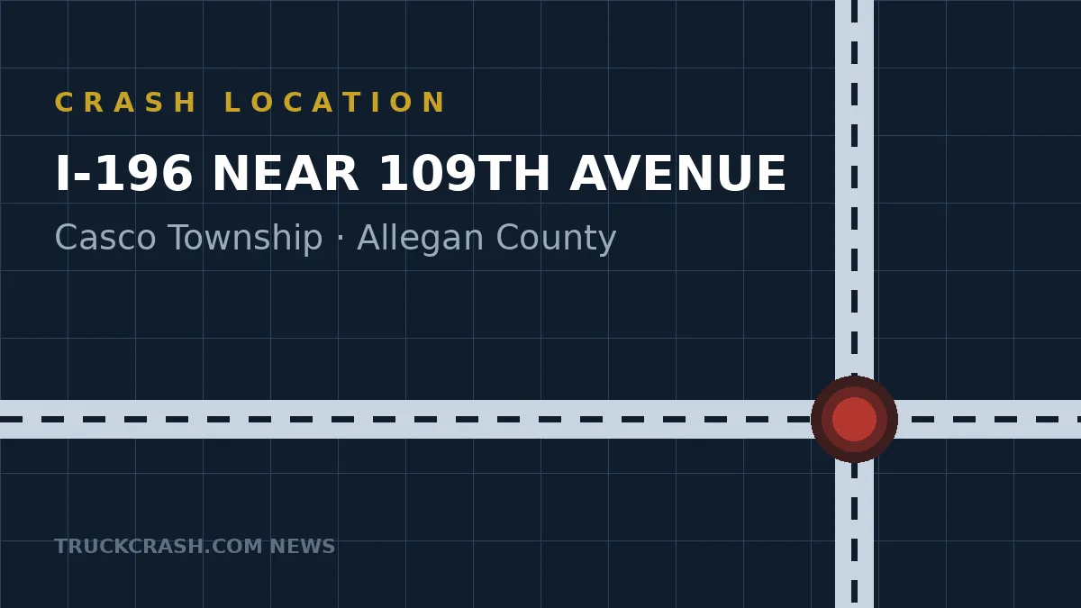 Crash location map - I-196 near 109th Avenue, Casco Township, Allegan County