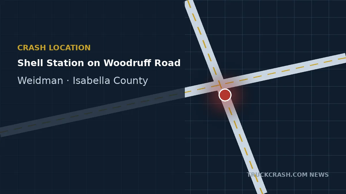 Crash location map — Shell Station, Woodruff Road, Weidman