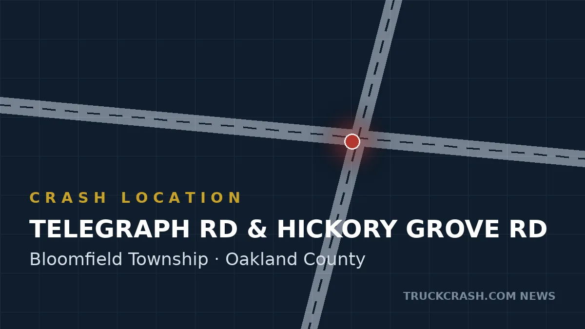 Crash location map — Telegraph Road and Hickory Grove Road, Bloomfield Township