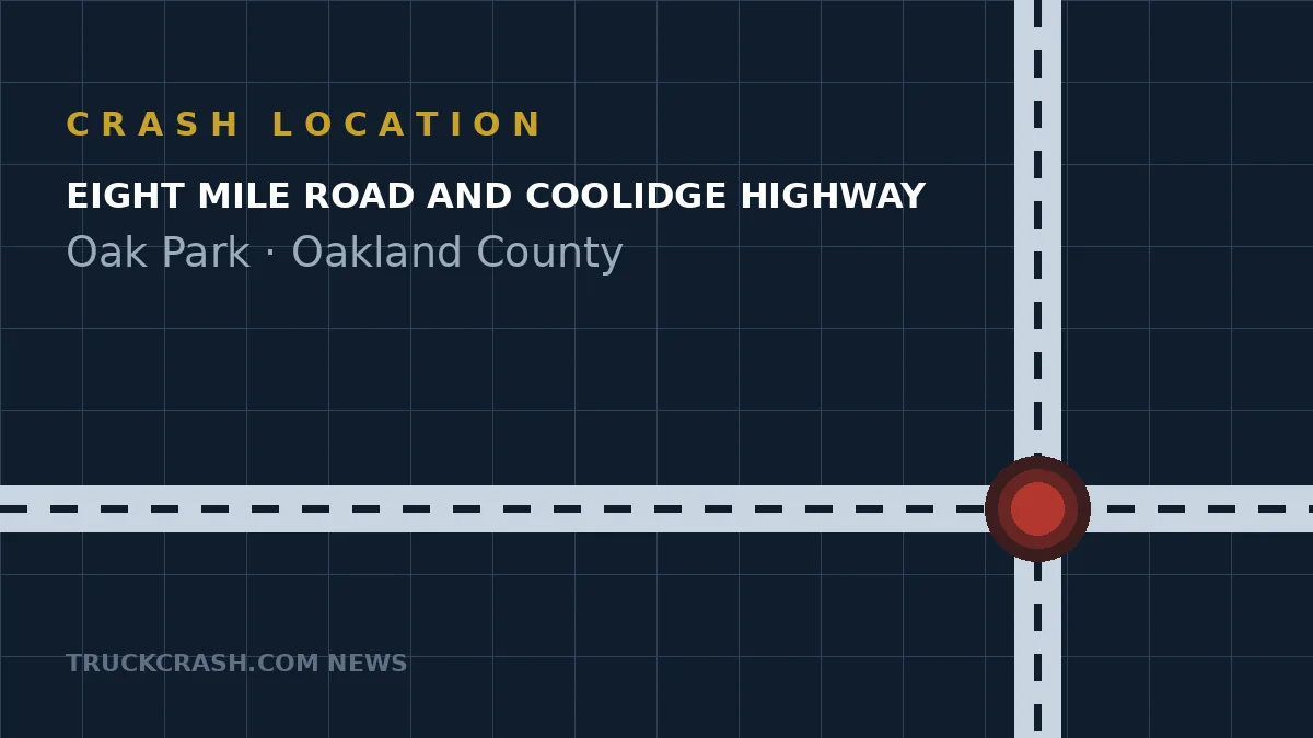 Crash location map - Eight Mile Road and Coolidge Highway, Oak Park, Oakland County