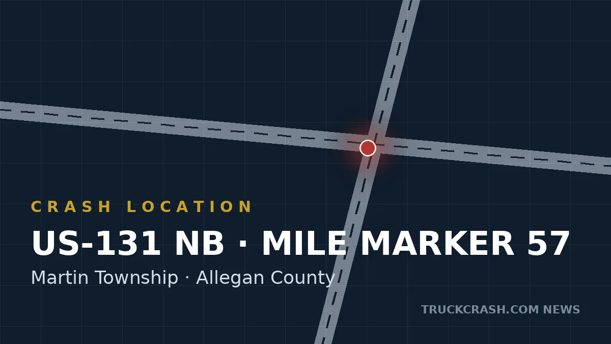 Crash location map — northbound US-131 near mile marker 57, Martin Township
