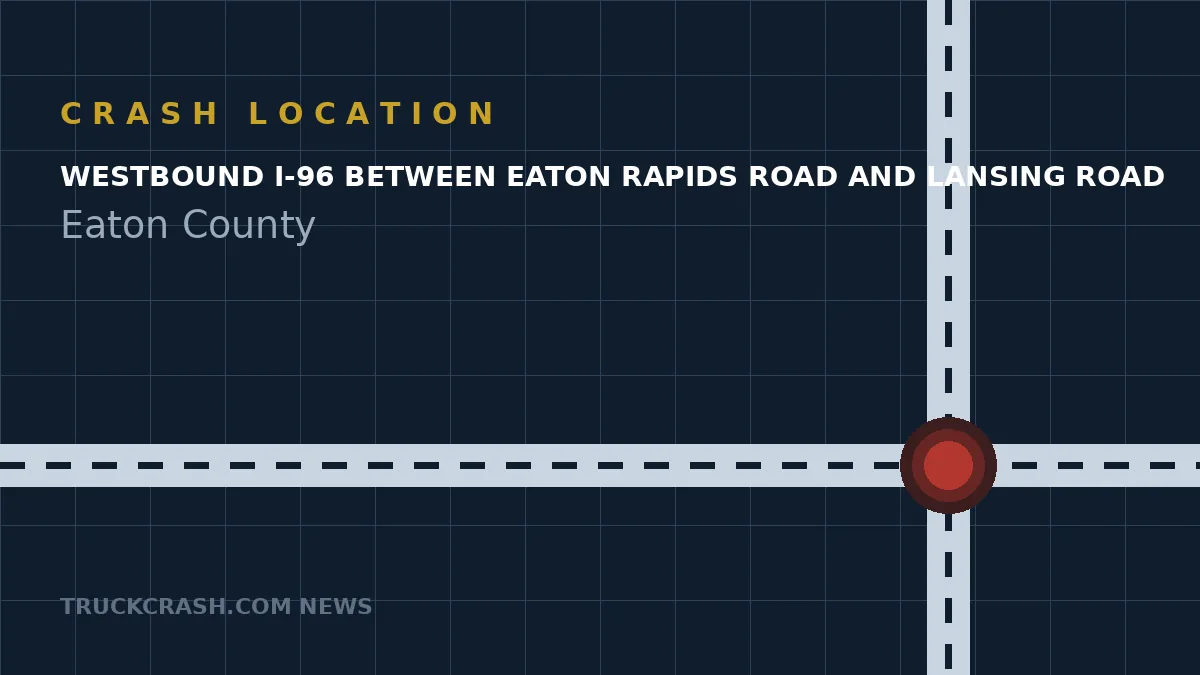 Crash location map - Westbound I-96 between Eaton Rapids Road and Lansing Road, Eaton County
