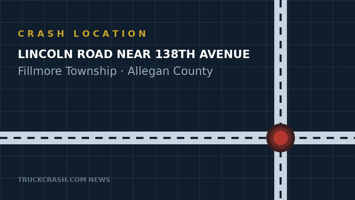 Crash location map - Lincoln Road near 138th Avenue, Fillmore Township, Allegan County