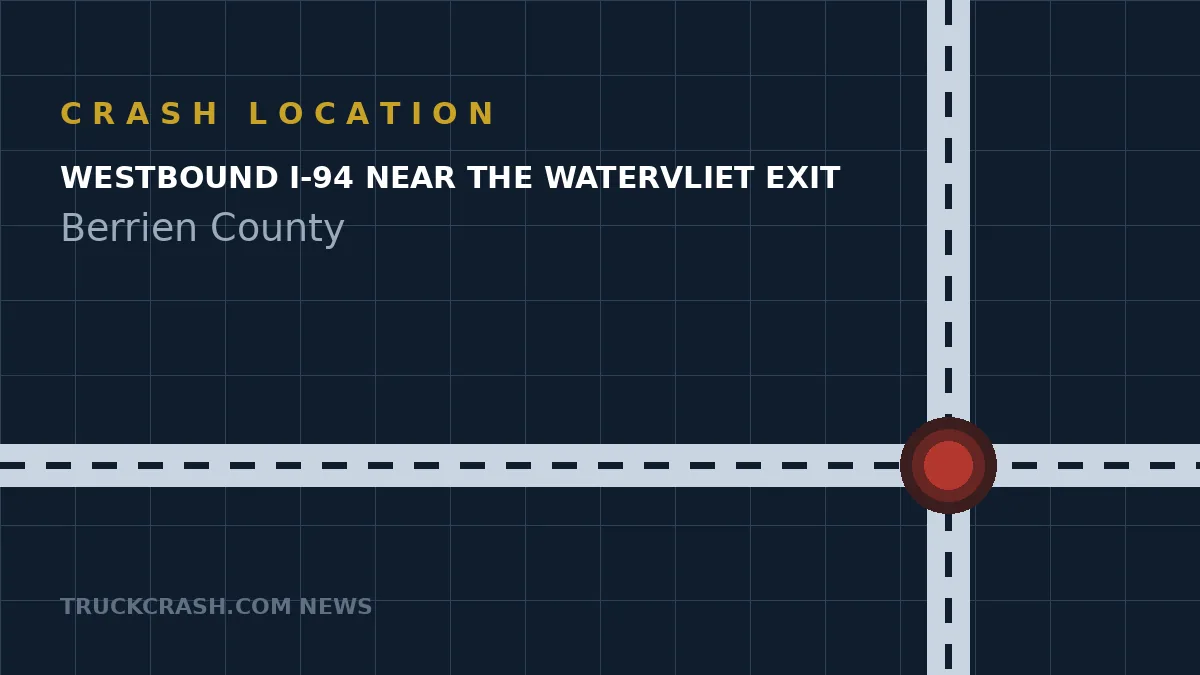 Crash location map - Westbound I-94 near the Watervliet exit, Berrien County